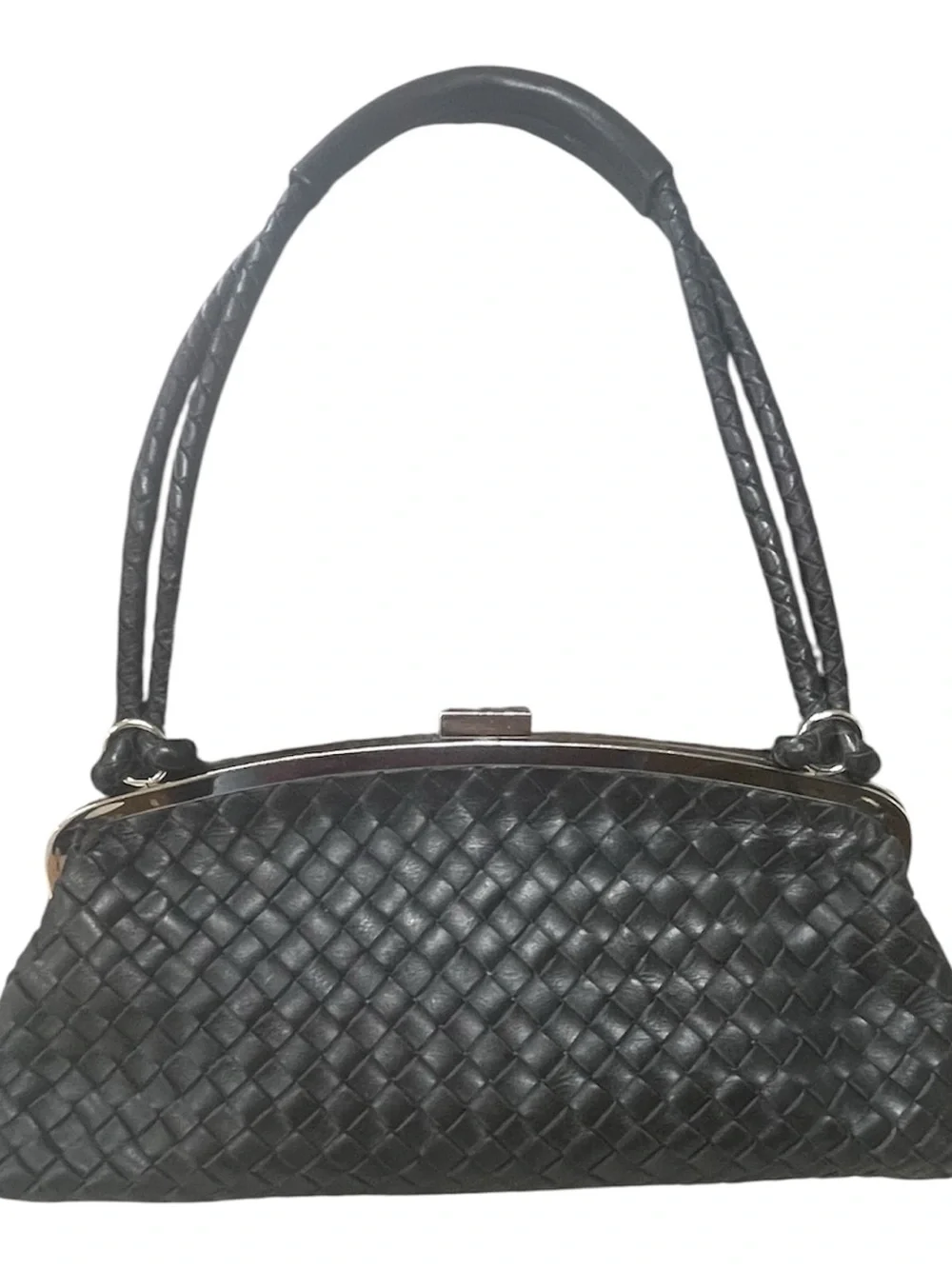 Vintage 90’s Adrienne Vittadini Black Woven Shoulder Bag  Intrecciato Inspired